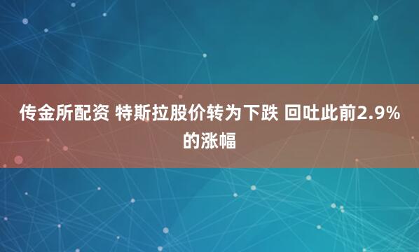 传金所配资 特斯拉股价转为下跌 回吐此前2.9%的涨幅